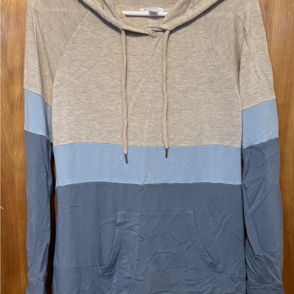 Market & Spruce Men's Tri-Tone Hoodie - Beige, Light Blue, Dark Blue